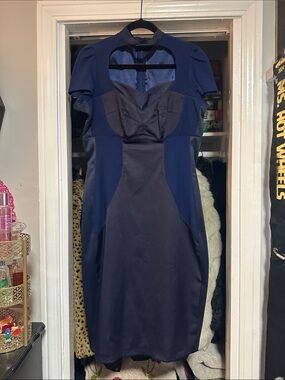 Pinup Couture Navy & Midnight Blue Two-Tone Midi Dress